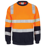 HiVis Two Tone Crew-Neck Fleecy Sweatshirt with Shoulders, Double Hoop Body & Arms CSR R/Tape - 3723