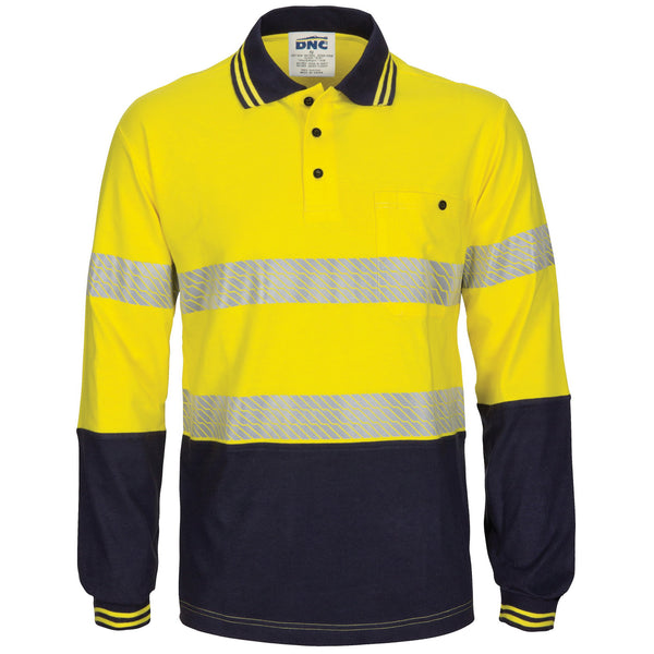 HIVIS Segment Tape Cotton Jersey Polo - Long Sleeve - 3516