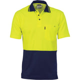 Cotton Back HiVis Two Tone Fluro Polo - Short Sleeve - 3814