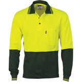 Cotton Back HiVis Two Tone Fluro Polo - Long Sleeve - 3816