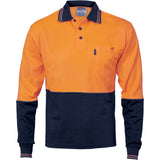 Cotton Back HiVis Two Tone Fluro Polo - Long Sleeve - 3816