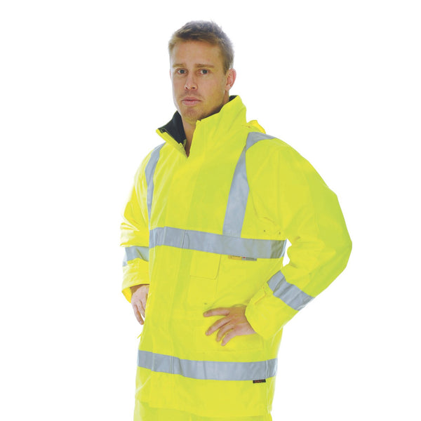 HiVis D/N Breathable Rain Jacket with 3M R/Tape - 3871