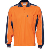 Poly/Cotton Contrast Panel Polo - long Sleeve - 3896