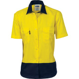 Ladies HiVis Two Tone Cotton Drill Shirt - Short Sleeve - 3931