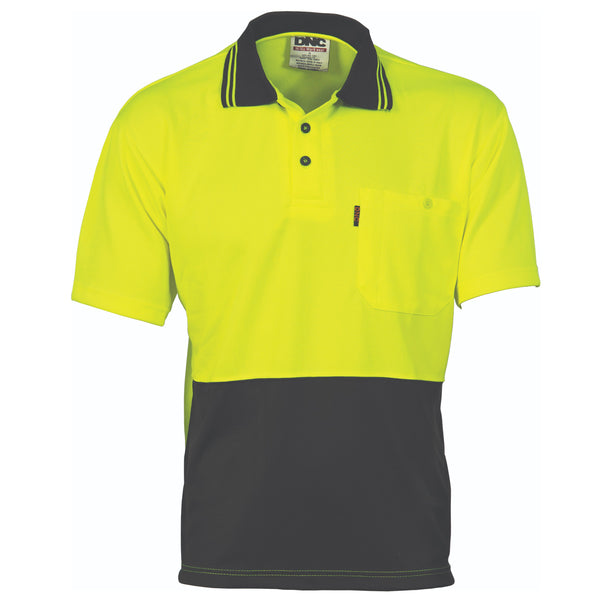 HiVis Two Tone Cool Breathe Polo Shirt, Short Sleeve - 3811